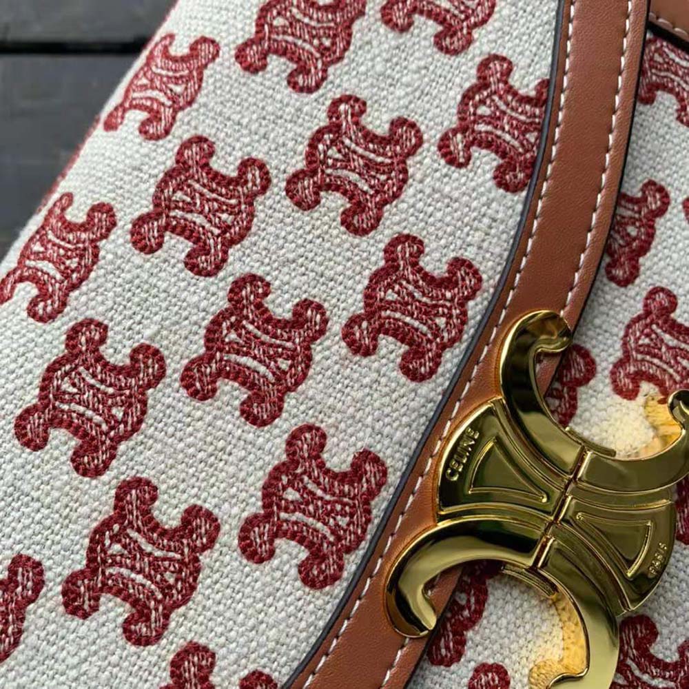 Celine Women Teen Triomphe Bag in Textile with Triomphe Embroidery and Calfskin - image 5