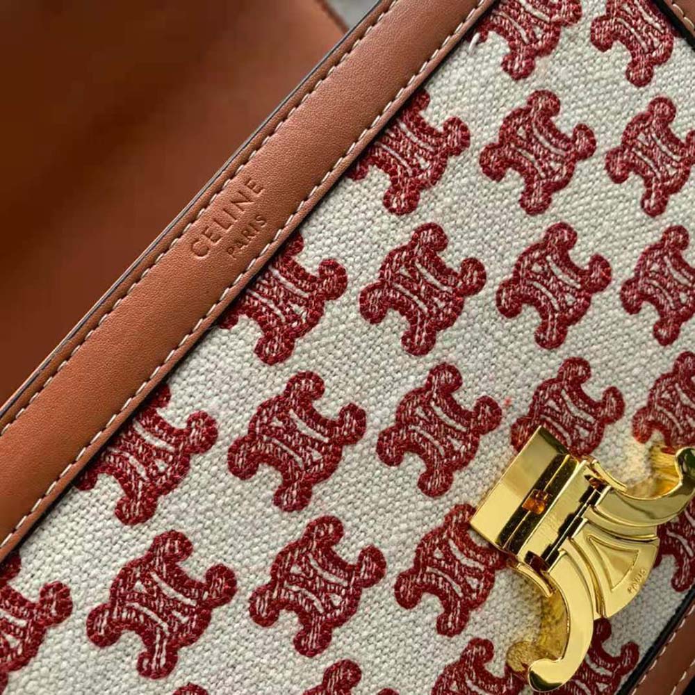 Celine Women Teen Triomphe Bag in Textile with Triomphe Embroidery and Calfskin - image 7