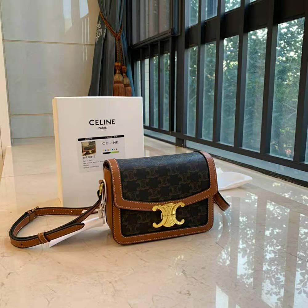 Close-up of gold-tone clasp on Celine Women Teen Triomphe Bag