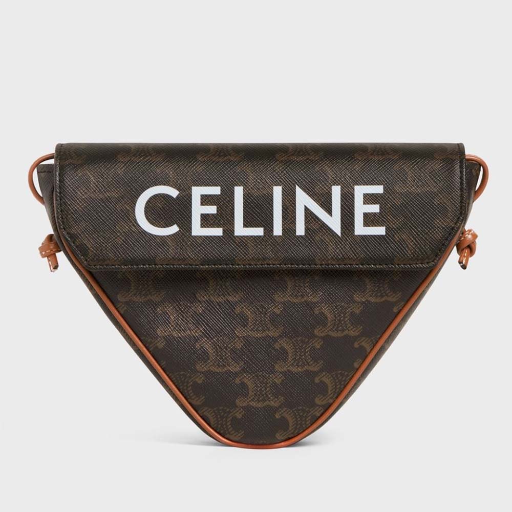 Front view of Celine Women Triangle Bag with gold closure