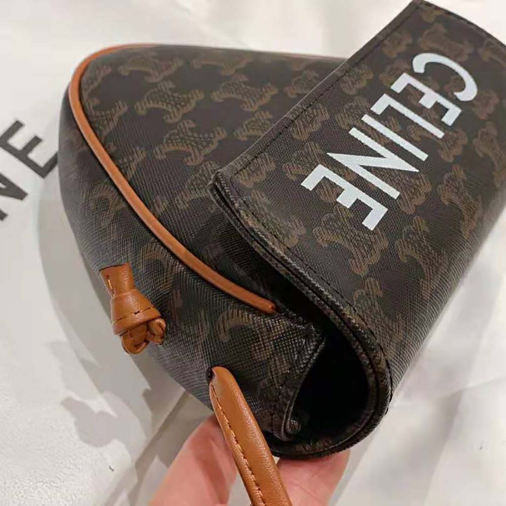 Celine Women Triangle Bag in Triomphe Canvas-Brown - image 4