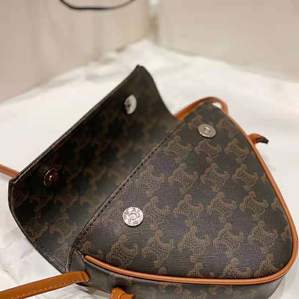 Celine Women Triangle Bag in Triomphe Canvas-Brown - image 7