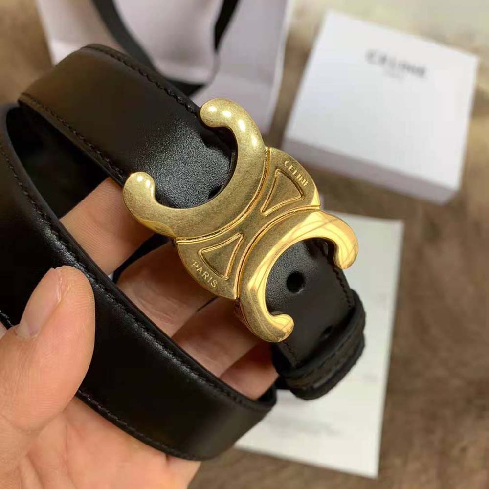 Celine Women Triomphe Belt in Smooth Calfskin-Black - image 8