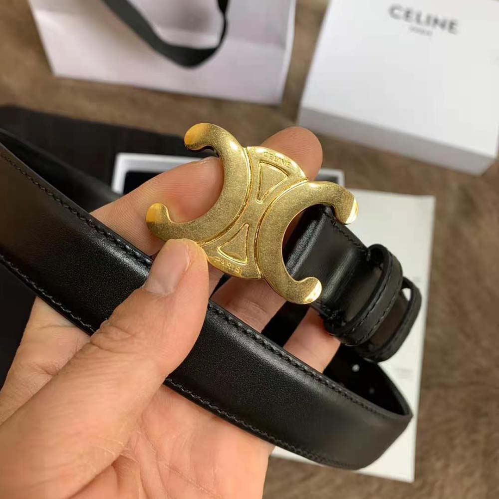 Celine Women Triomphe Belt in Smooth Calfskin-Black - image 7
