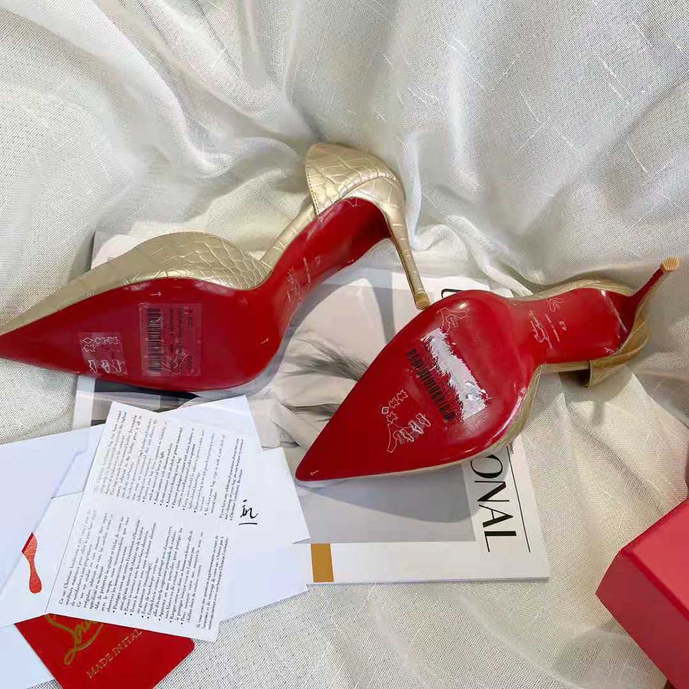 Christian Louboutin Women Lriza 100 mm Heel-Gold - image 10