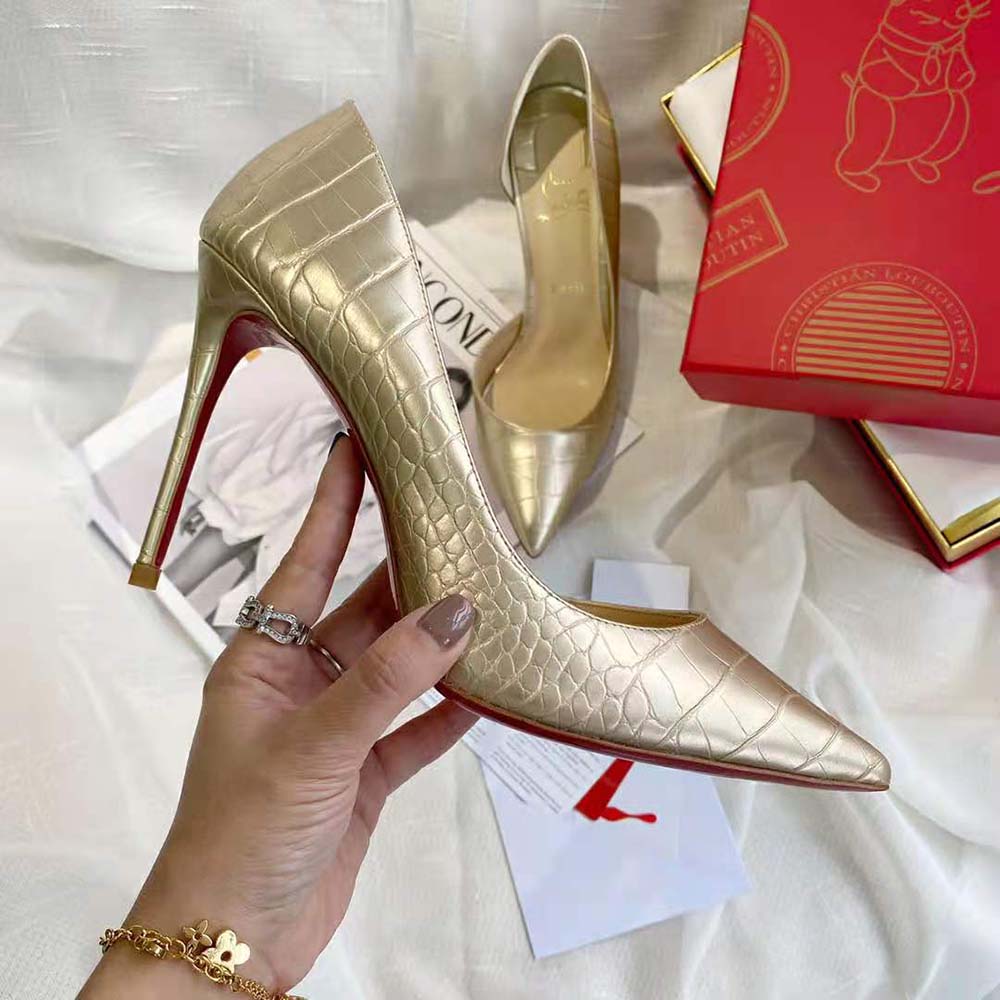 Christian Louboutin Women Lriza 100 mm Heel-Gold - image 6