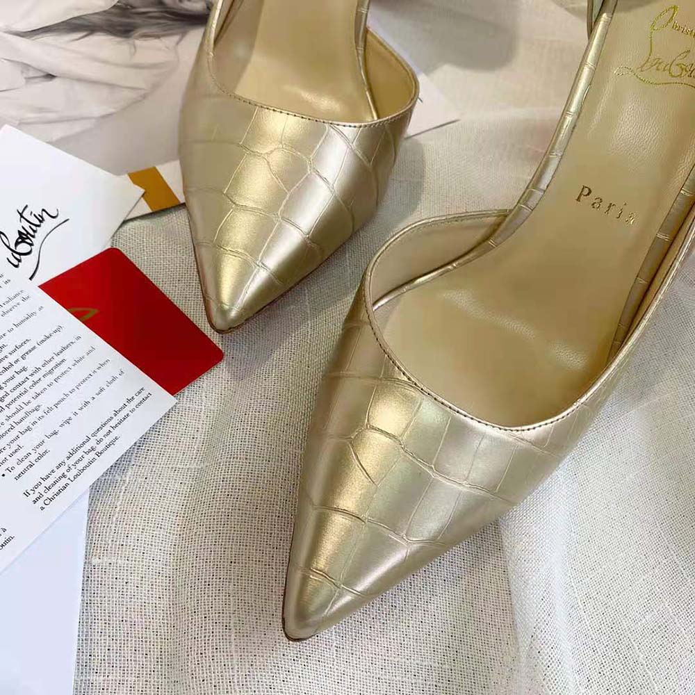 Christian Louboutin Women Lriza 100 mm Heel-Gold - image 7