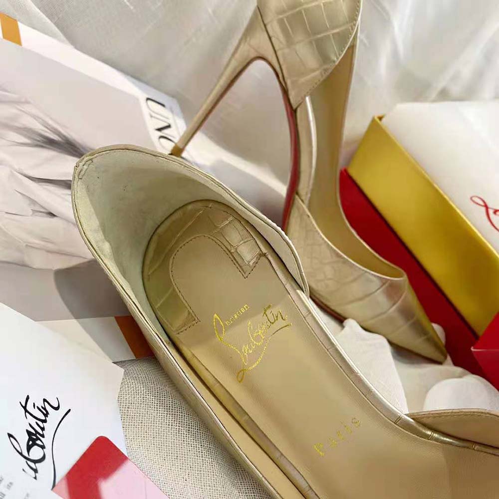 Christian Louboutin Women Lriza 100 mm Heel-Gold - image 8