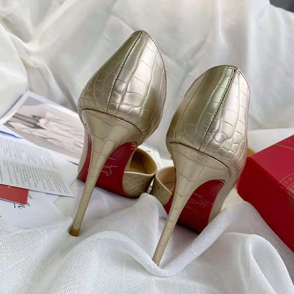 Christian Louboutin Women Lriza 100 mm Heel-Gold - image 9
