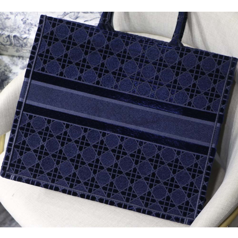 Dior Book Tote Blue Cannage Embroidered Velvet - image 4