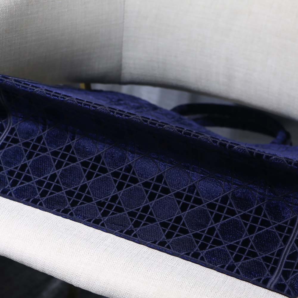 Dior Book Tote Blue Cannage Embroidered Velvet - image 6