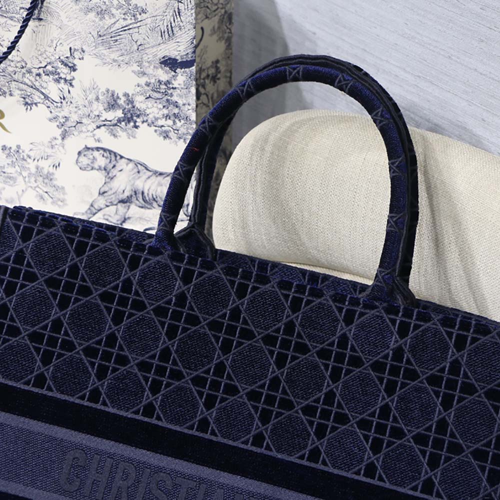 Dior Book Tote Blue Cannage Embroidered Velvet - image 7