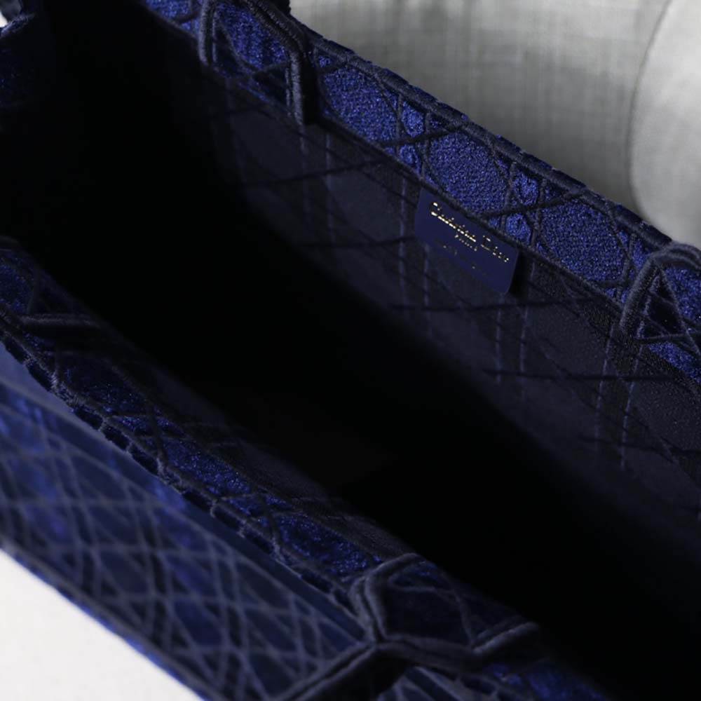Dior Book Tote Blue Cannage Embroidered Velvet - image 9