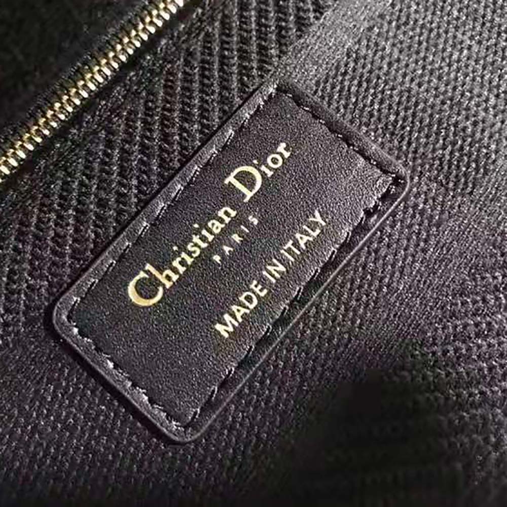 Dior Medium Lady D-Lite Bag Cannage Embroidery-Black - image 9