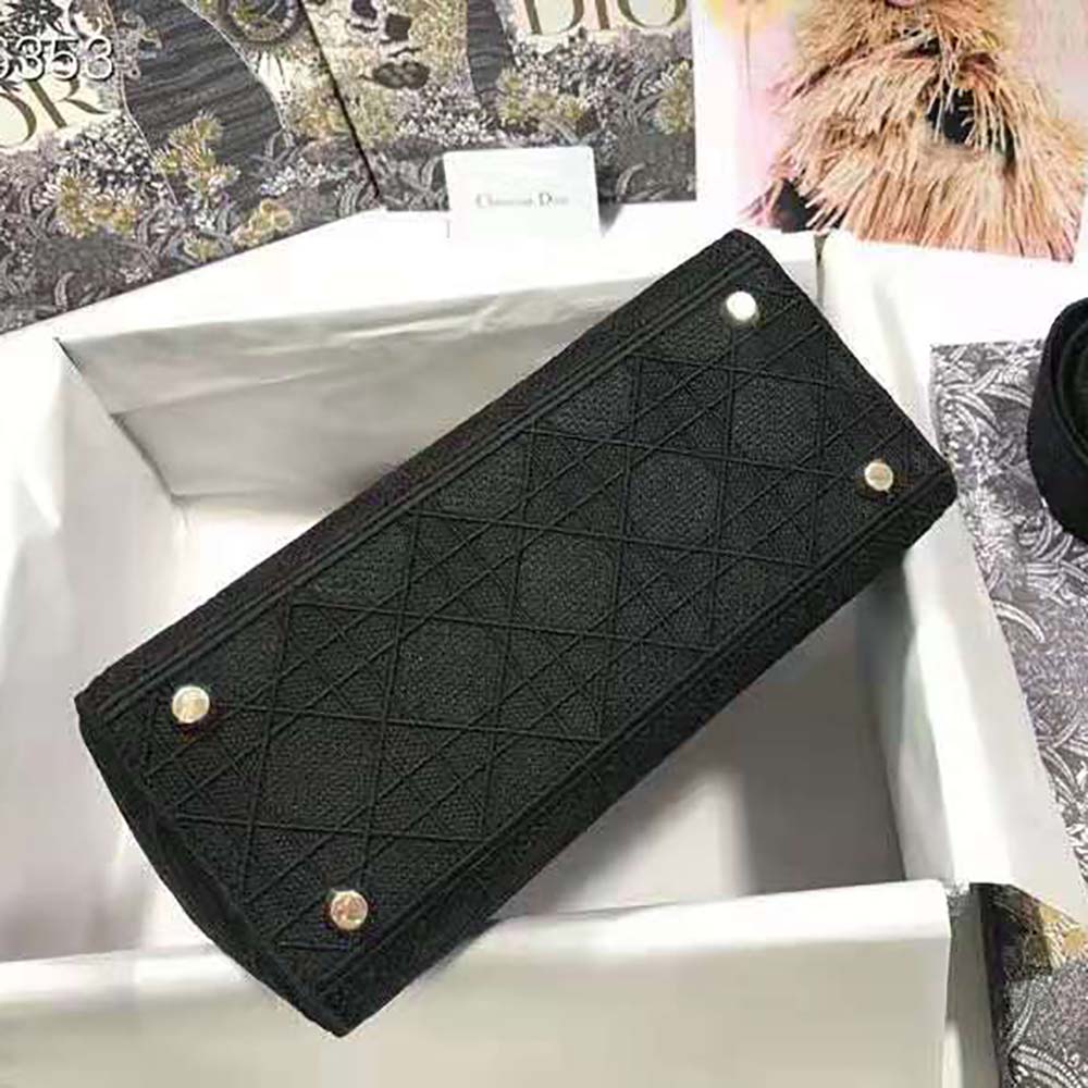 Dior Medium Lady D-Lite Bag Cannage Embroidery-Black - image 5