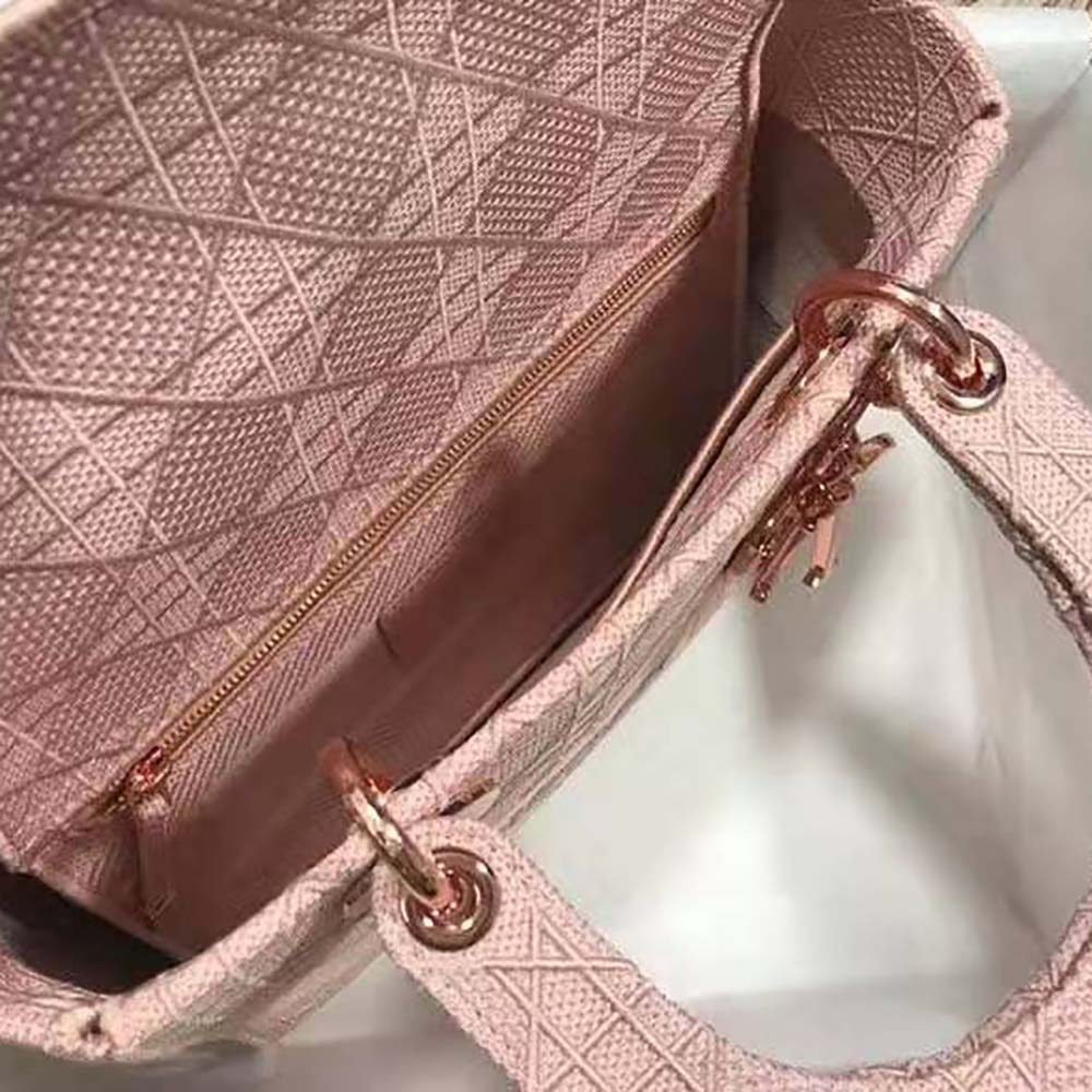 Dior Medium Lady D-Lite Bag Cannage Embroidery-Pink - image 8
