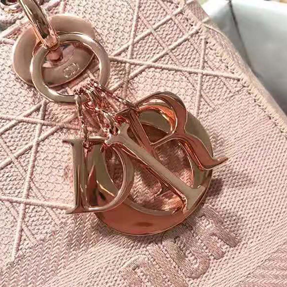 Dior Medium Lady D-Lite Bag Cannage Embroidery-Pink - image 9