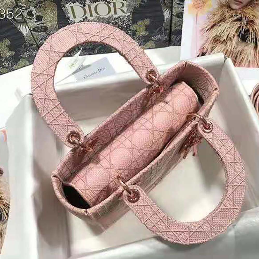 Dior Medium Lady D-Lite Bag Cannage Embroidery-Pink - image 7