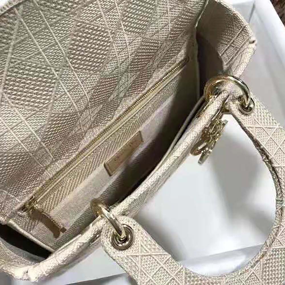 Dior Medium Lady D-Lite Bag Cannage Embroidery-Sandy - image 8