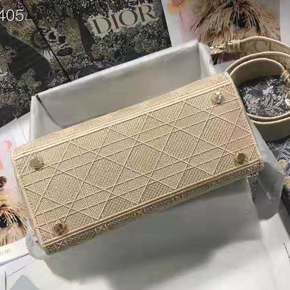 Dior Medium Lady D-Lite Bag Cannage Embroidery-Sandy - image 6