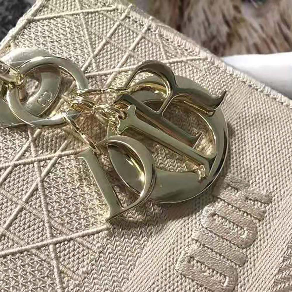 Dior Medium Lady D-Lite Bag Cannage Embroidery-Sandy - image 9