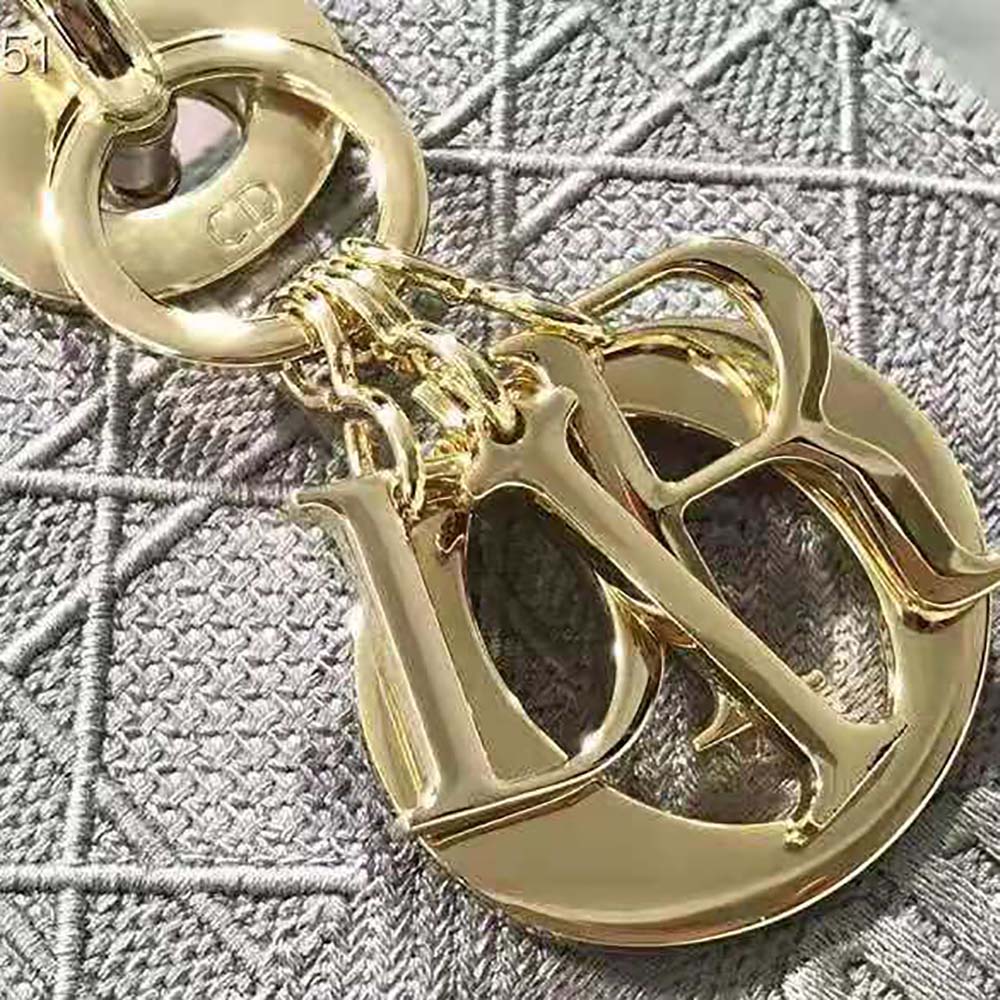 Dior Medium Lady D-Lite Bag Cannage Embroidery-Silver - image 7