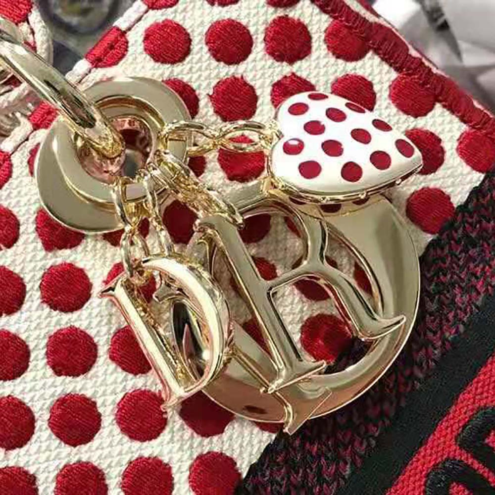 Dior Medium Lady D-Lite Dioramour Bag Red Dior Dots Embroidery - image 7