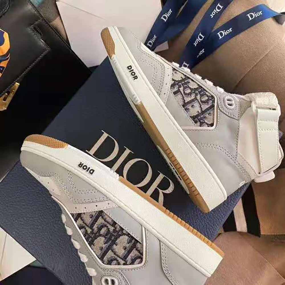 Dior Men B27 High-Top Sneaker Smooth Calfskin with Dior Oblique Jacquard-Silver - image 10
