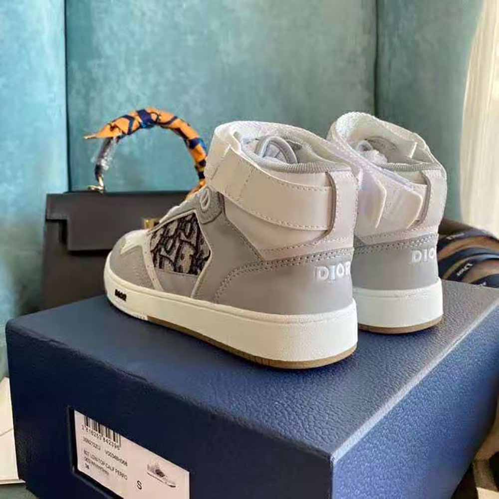 Dior Men B27 High-Top Sneaker Smooth Calfskin with Dior Oblique Jacquard-Silver - image 6