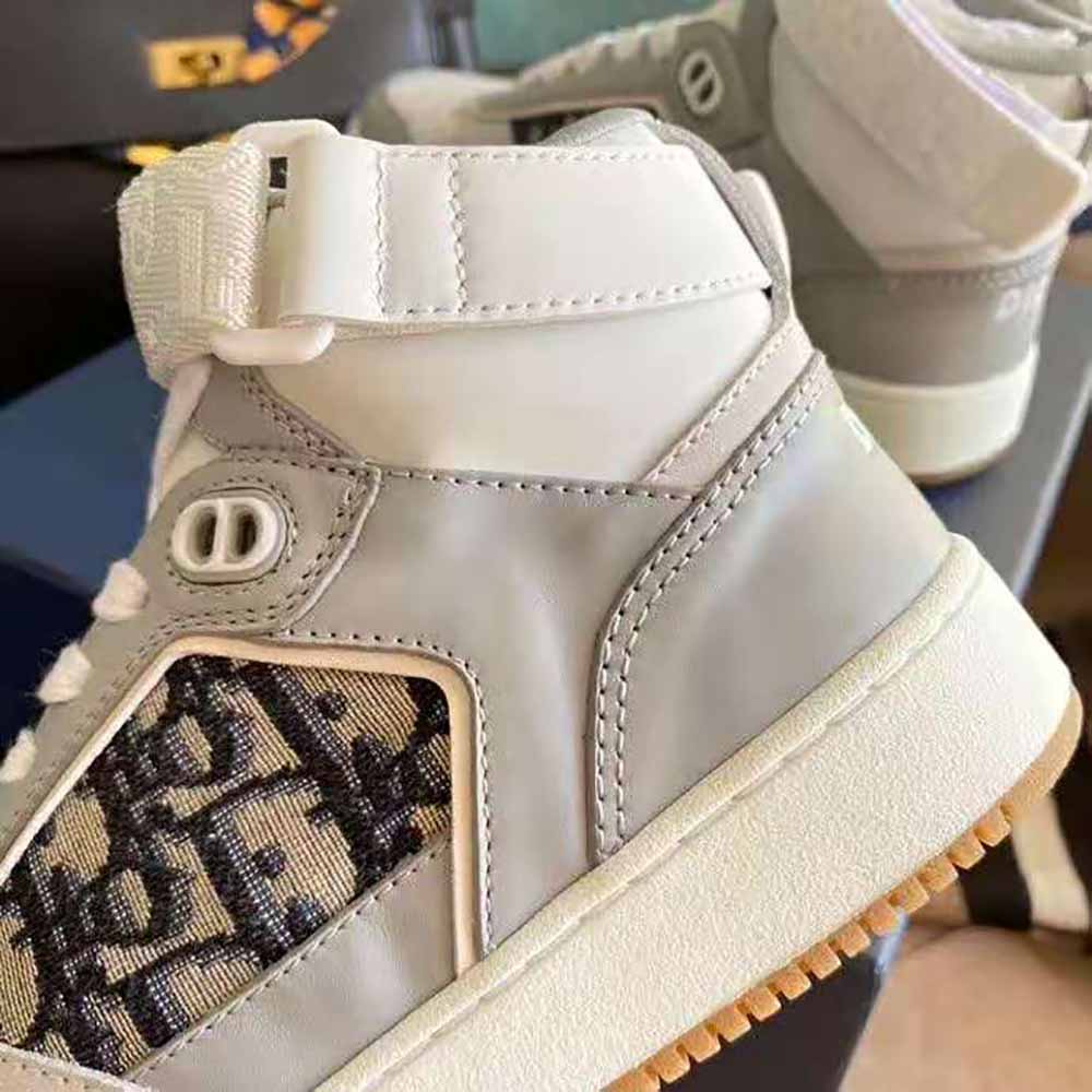 Dior Men B27 High-Top Sneaker Smooth Calfskin with Dior Oblique Jacquard-Silver - image 7