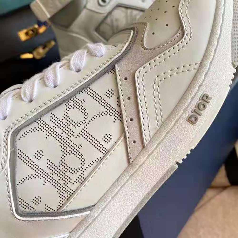 Dior Men B27 High-Top Sneaker Smooth Calfskin with Dior Oblique Jacquard-White - image 10
