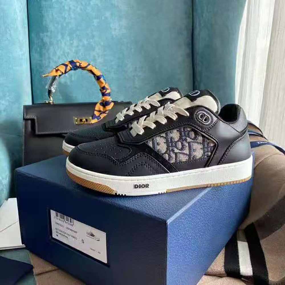 Dior Men B27 Low-Top Sneaker Smooth Calfskin with Dior Oblique Jacquard-Black - image 5