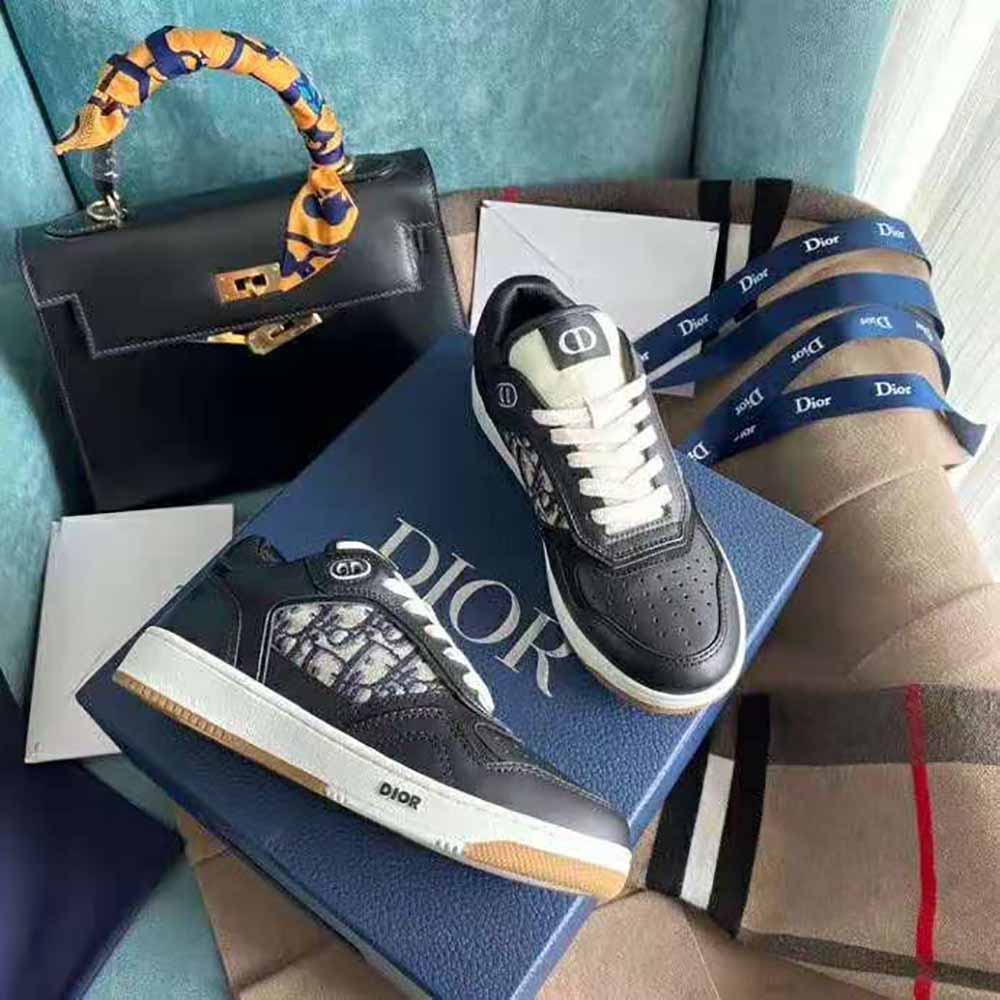 Dior Men B27 Low-Top Sneaker Smooth Calfskin with Dior Oblique Jacquard-Black - image 7
