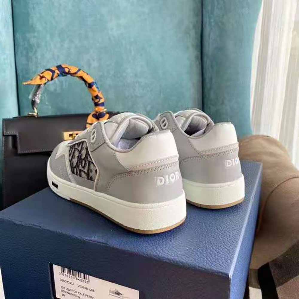 Dior Men B27 Low-Top Sneaker Smooth Calfskin with Dior Oblique Jacquard-Silve - image 5