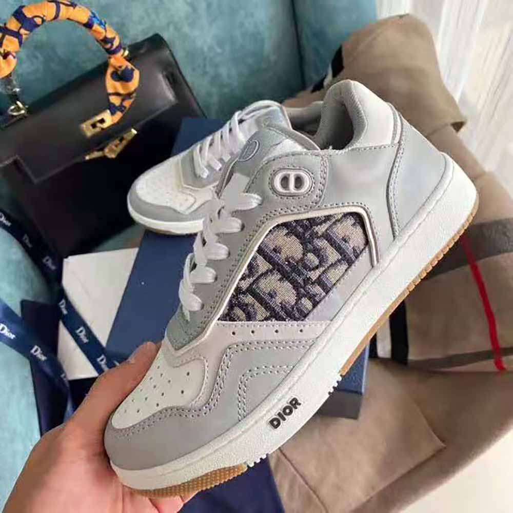 Dior Men B27 Low-Top Sneaker Smooth Calfskin with Dior Oblique Jacquard-Silve - image 6