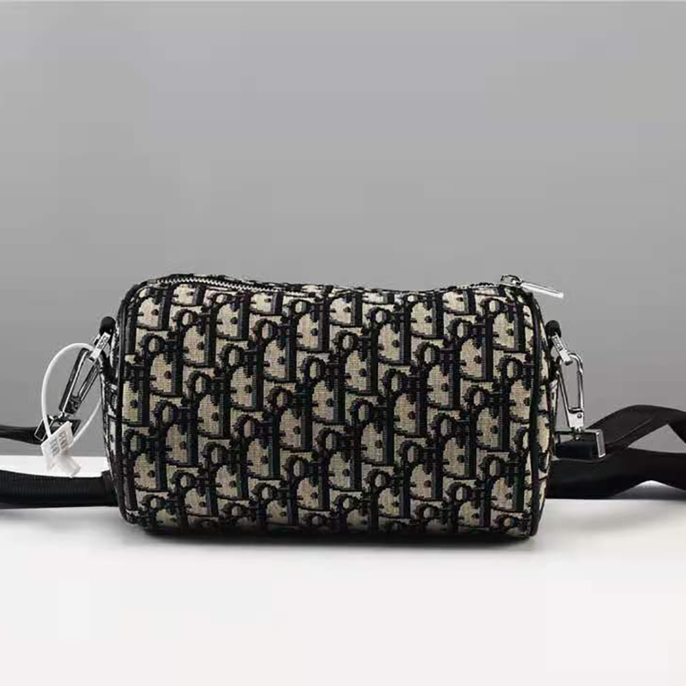 Dior Men Beige and Black Dior Oblique Jacquard Roller Messenger Bag - image 4