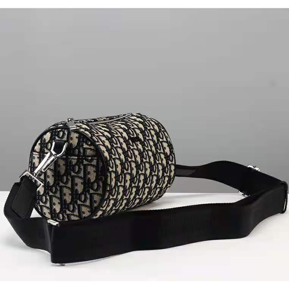 Dior Men Beige and Black Dior Oblique Jacquard Roller Messenger Bag - image 5