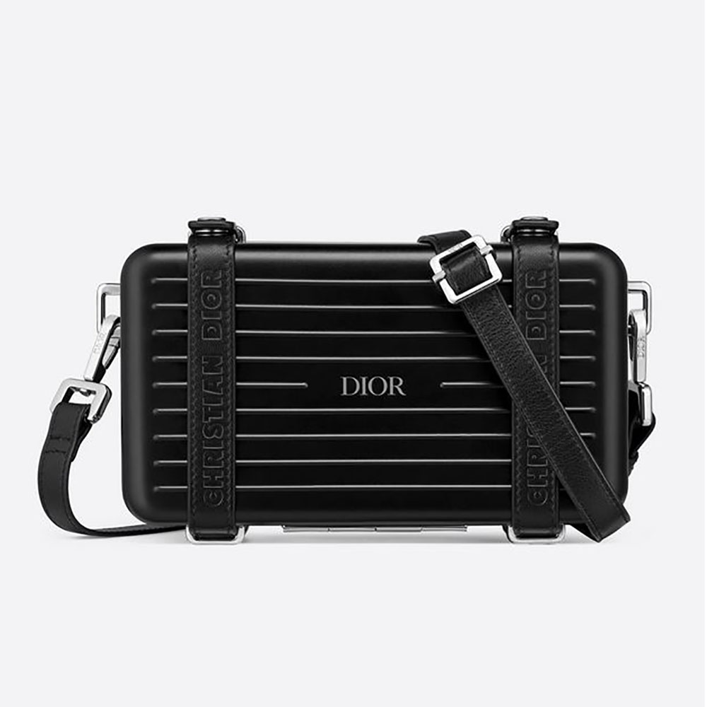 Front view of Dior Men Dior and Rimowa Personal Clutch in black calfskin