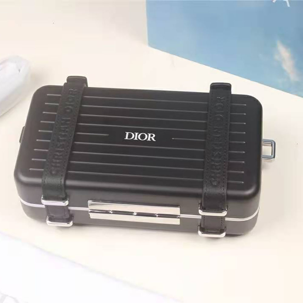Dior Men Dior and Rimowa Personal Clutch Aluminum and Grained Calfskin-Black - image 6