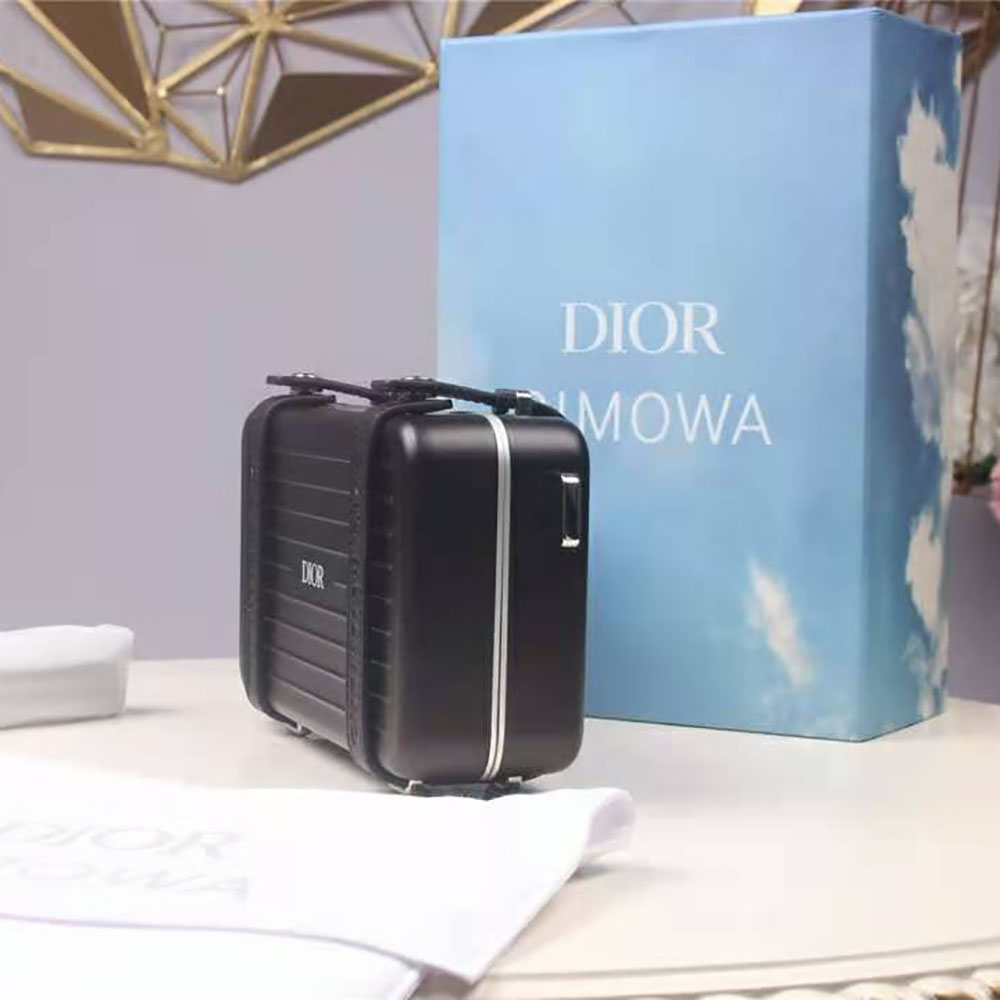 Dior Men Dior and Rimowa Personal Clutch Aluminum and Grained Calfskin-Black - image 4