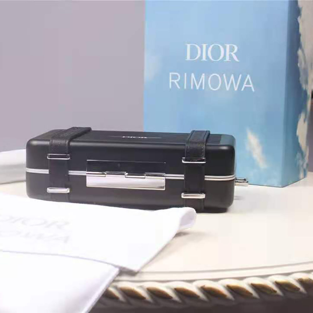 Dior Men Dior and Rimowa Personal Clutch Aluminum and Grained Calfskin-Black - image 5