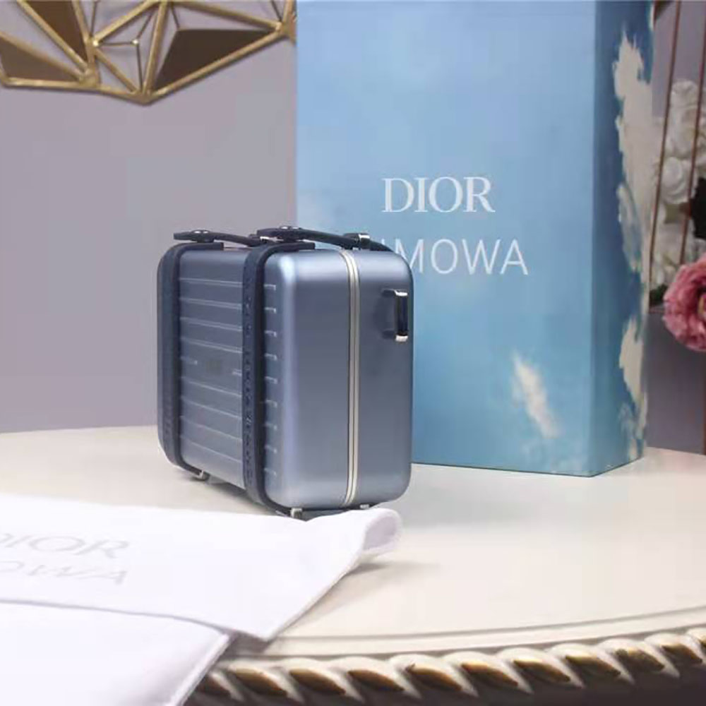 Dior Men Dior and Rimowa Personal Clutch Aluminum and Grained Calfskin-Blue - image 4