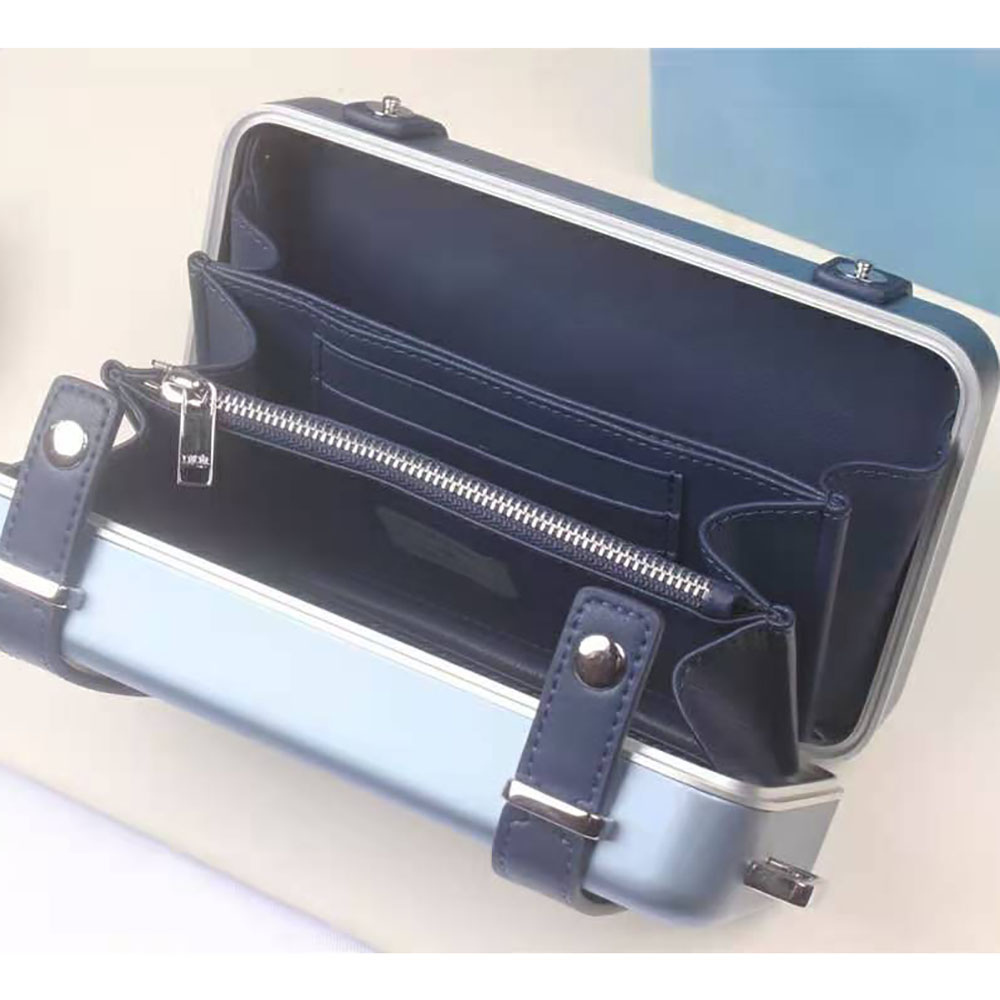 Dior Men Dior and Rimowa Personal Clutch Aluminum and Grained Calfskin-Blue - image 7
