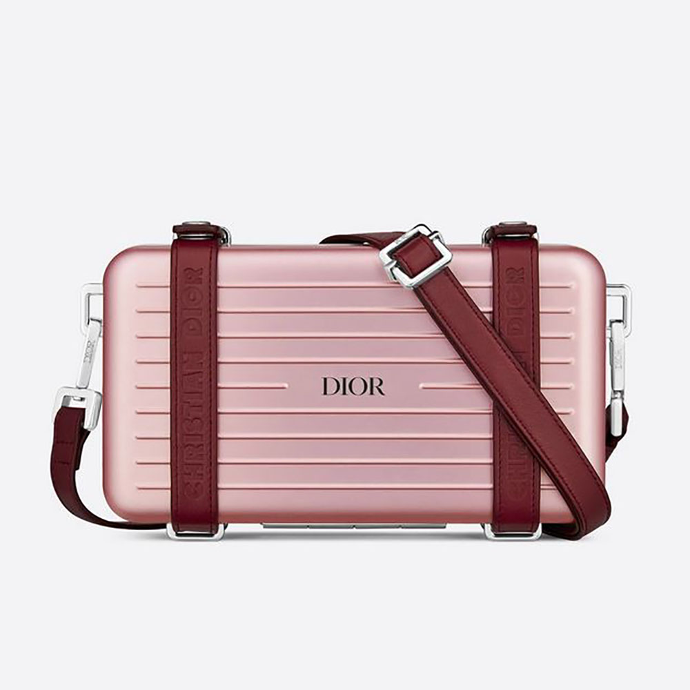 Front view of Dior Men Dior and Rimowa Personal Clutch in pink