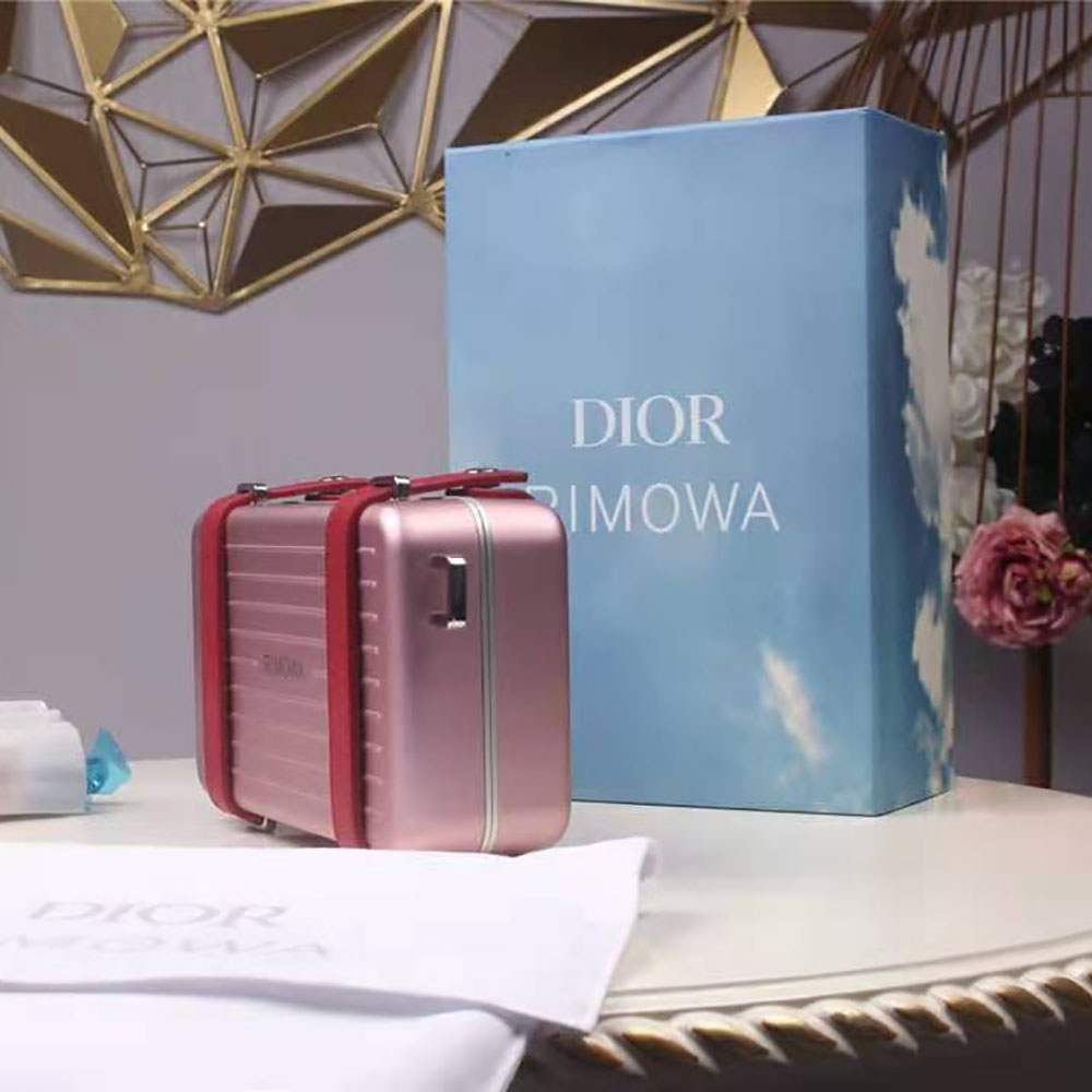Dior Men Dior and Rimowa Personal Clutch Aluminum and Grained Calfskin-Pink - image 5