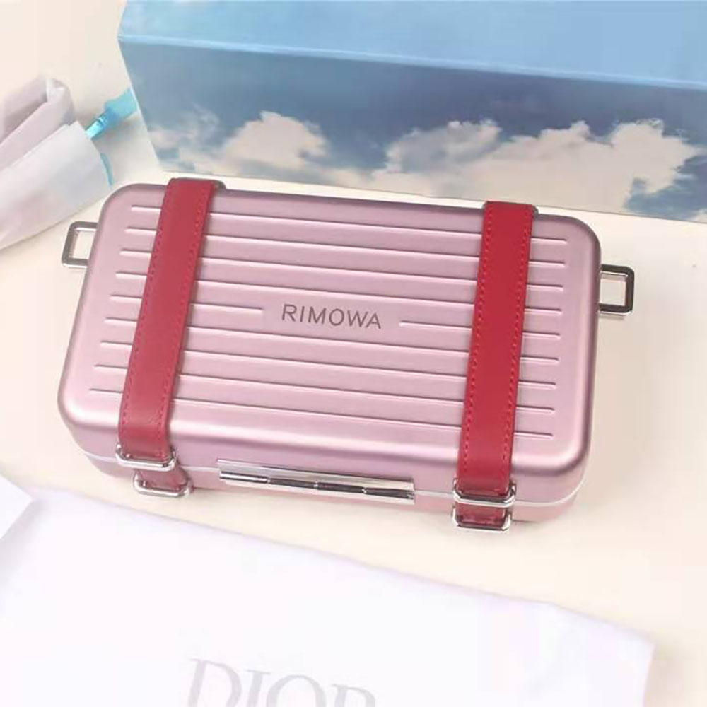 Dior Men Dior and Rimowa Personal Clutch Aluminum and Grained Calfskin-Pink - image 4