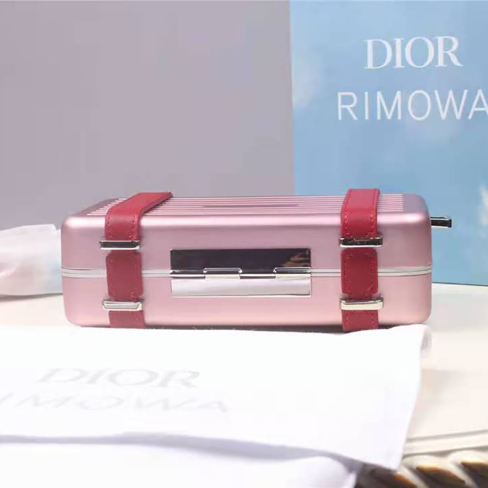Dior Men Dior and Rimowa Personal Clutch Aluminum and Grained Calfskin-Pink - image 6