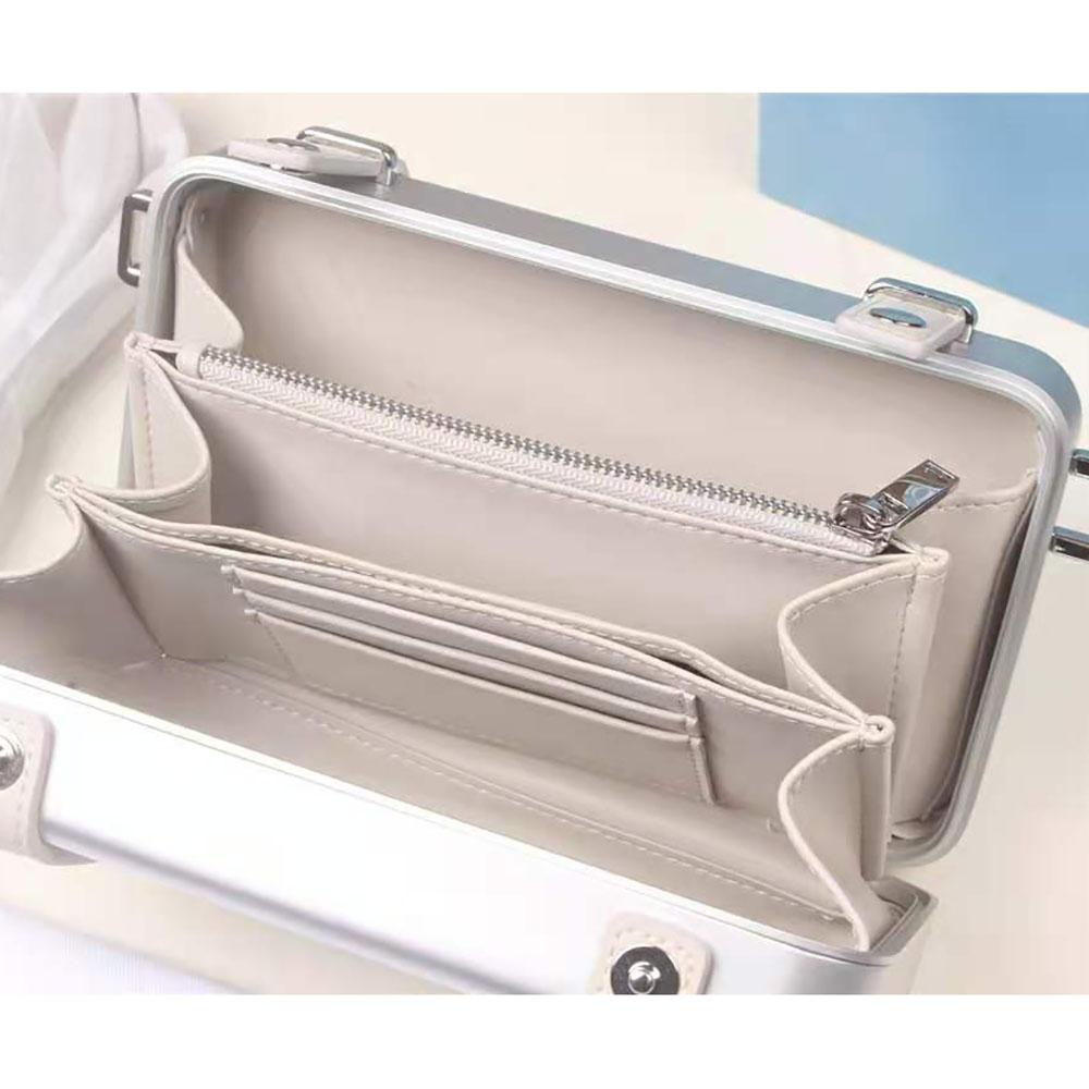 Dior Men Dior and Rimowa Personal Clutch Aluminum and Grained Calfskin-White - image 7