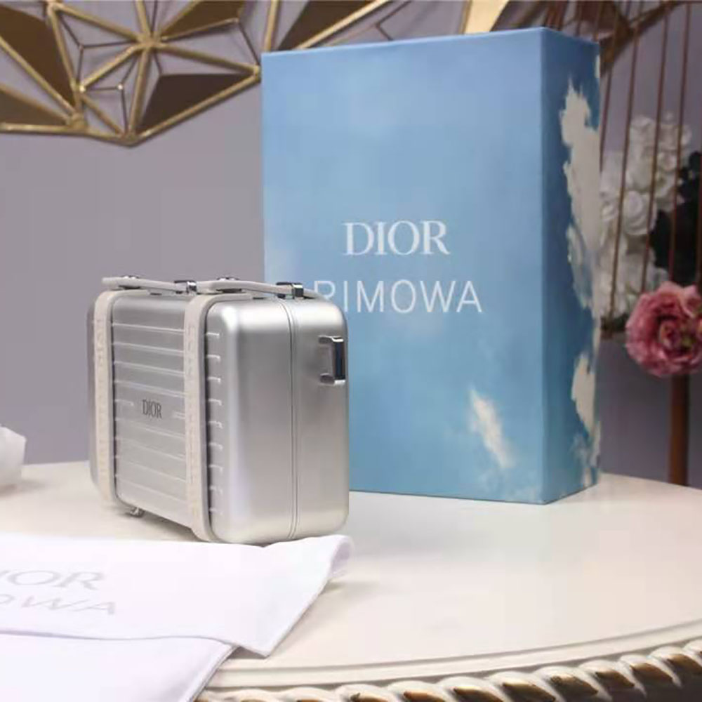 Dior Men Dior and Rimowa Personal Clutch Aluminum and Grained Calfskin-White - image 5