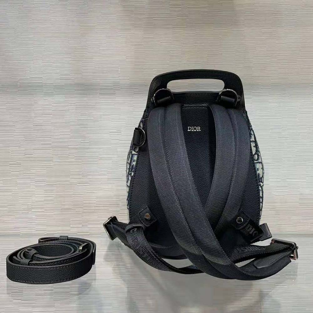 Dior Men Mini Saddle Backpack Dior Oblique Jacquard-White - image 4